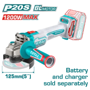 صاروخ بطارية براشليس 20 فولت 5 بوصه بدون بطاريه و شاحن 1200 وات ماكس TAGLI221253  توتال تولز